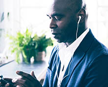 Man with earplugs