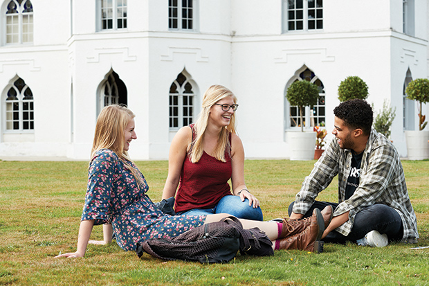 people sat on grass